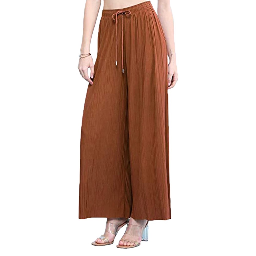 Pleated Wide Leg Palazzo Pants with Drawstring